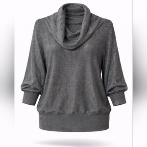Women’s Silver Metallic Cowl Neck Top | Dressy & Versatile - Free Shipping